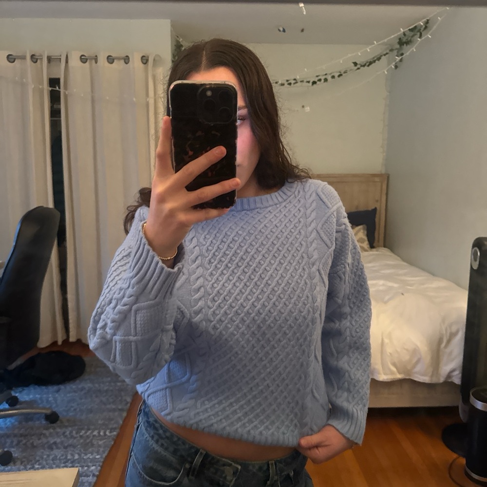 Aritzia Sunday Best Light Blue Cable Knit Sweater - Picture 5 of 5